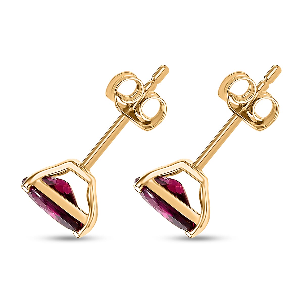 Certified & Appraised Luxoro AAA Radiant Ember Garnet 1.75 ctw Stud Earrings in 10K Yellow Gold image number 3