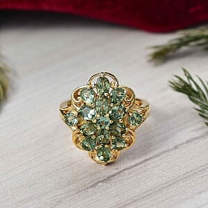 D'Joy Green Apatite 2.37 ctw Ring in 18K Vermeil Yellow Gold Over Sterling Silver (Size 9.0)
