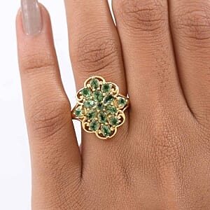 D'Joy Green Apatite 2.37 ctw Ring in 18K Vermeil Yellow Gold Over Sterling Silver (Size 9.0)