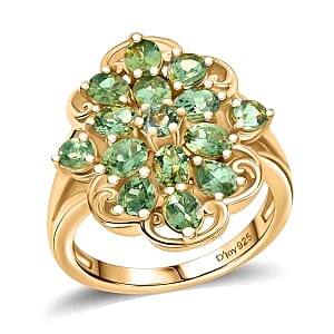 D'Joy Green Apatite 2.37 ctw Ring in 18K Vermeil Yellow Gold Over Sterling Silver (Size 9.0)