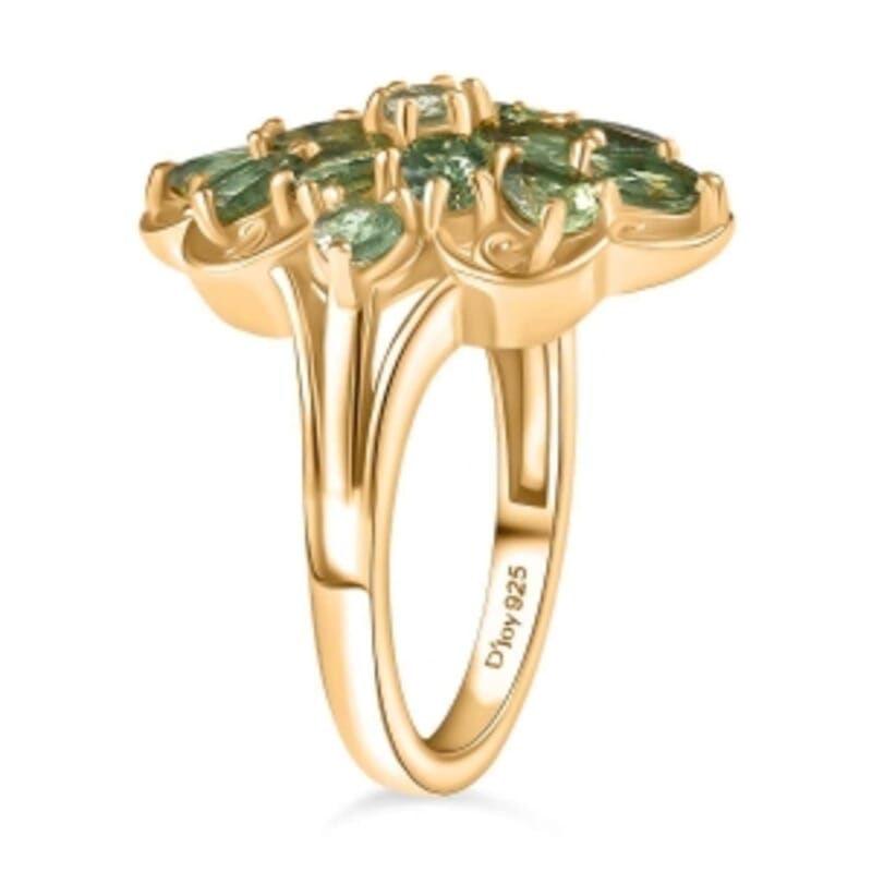 D'Joy Green Apatite 2.37 ctw Ring in 18K Vermeil Yellow Gold Over Sterling Silver (Size 9.0)