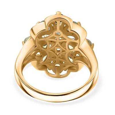D'Joy Green Apatite 2.37 ctw Ring in 18K Vermeil Yellow Gold Over Sterling Silver (Size 9.0)