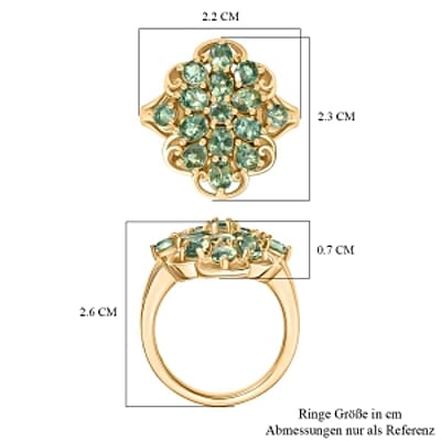 D'Joy Green Apatite 2.37 ctw Ring in 18K Vermeil Yellow Gold Over Sterling Silver (Size 9.0)