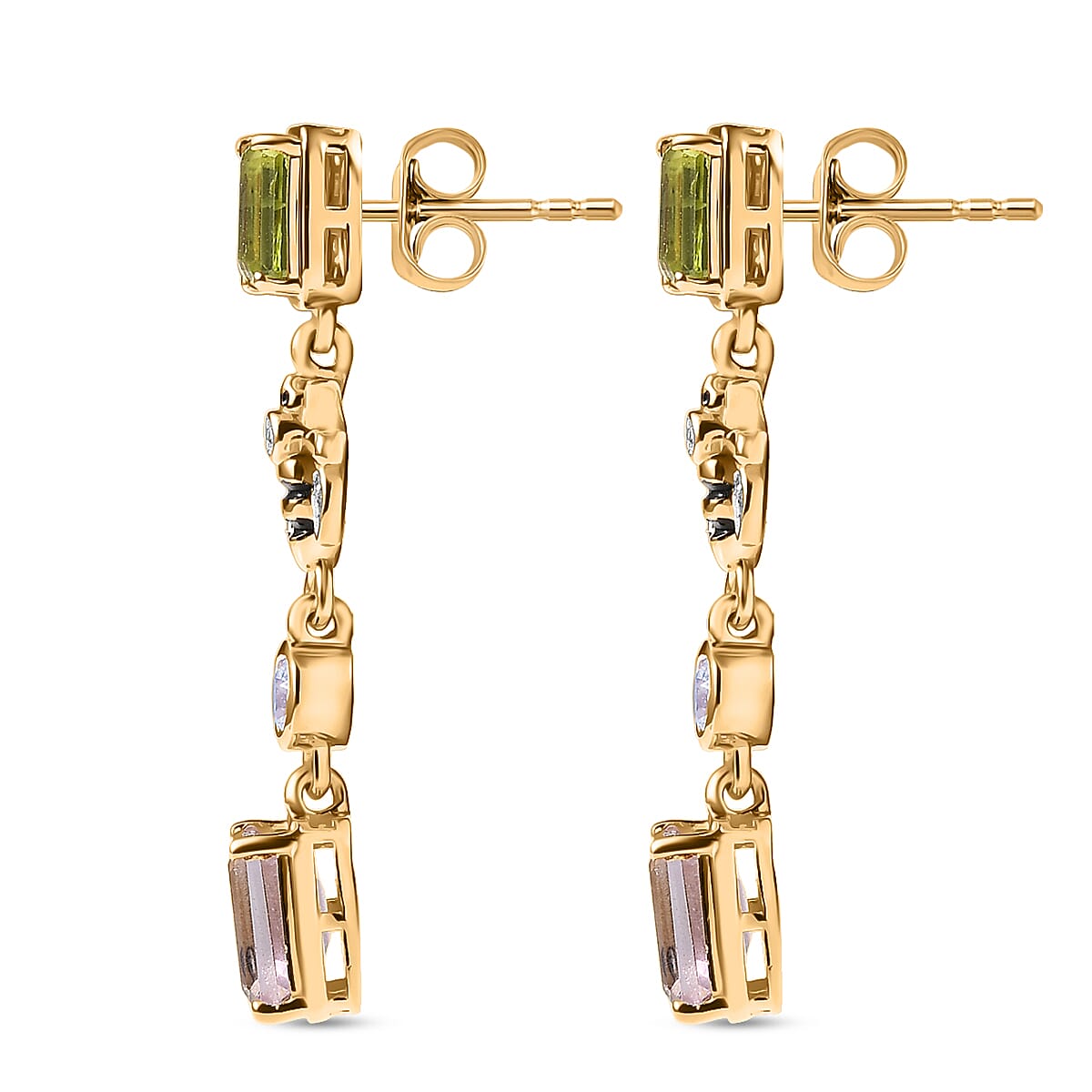 Doorbuster GP Trionfo Collection Premium Rose De France Amethyst and Multi Gemstones 3.70 ctw Earrings in 18K Vermeil Yellow Gold Over Sterling Silver image number 4