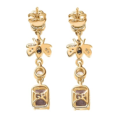  GP Trionfo Collection Premium Rose De France Amethyst and Multi Gemstones 3.70 ctw Earrings in 18K Vermeil Yellow Gold Over Sterling Silver