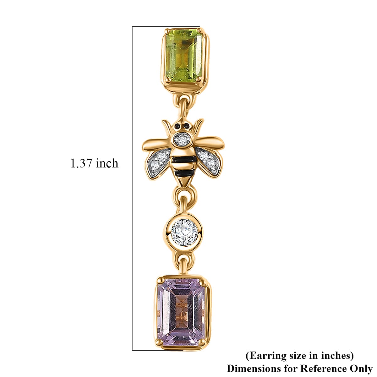  GP Trionfo Collection Premium Rose De France Amethyst and Multi Gemstones 3.70 ctw Earrings in 18K Vermeil Yellow Gold Over Sterling Silver