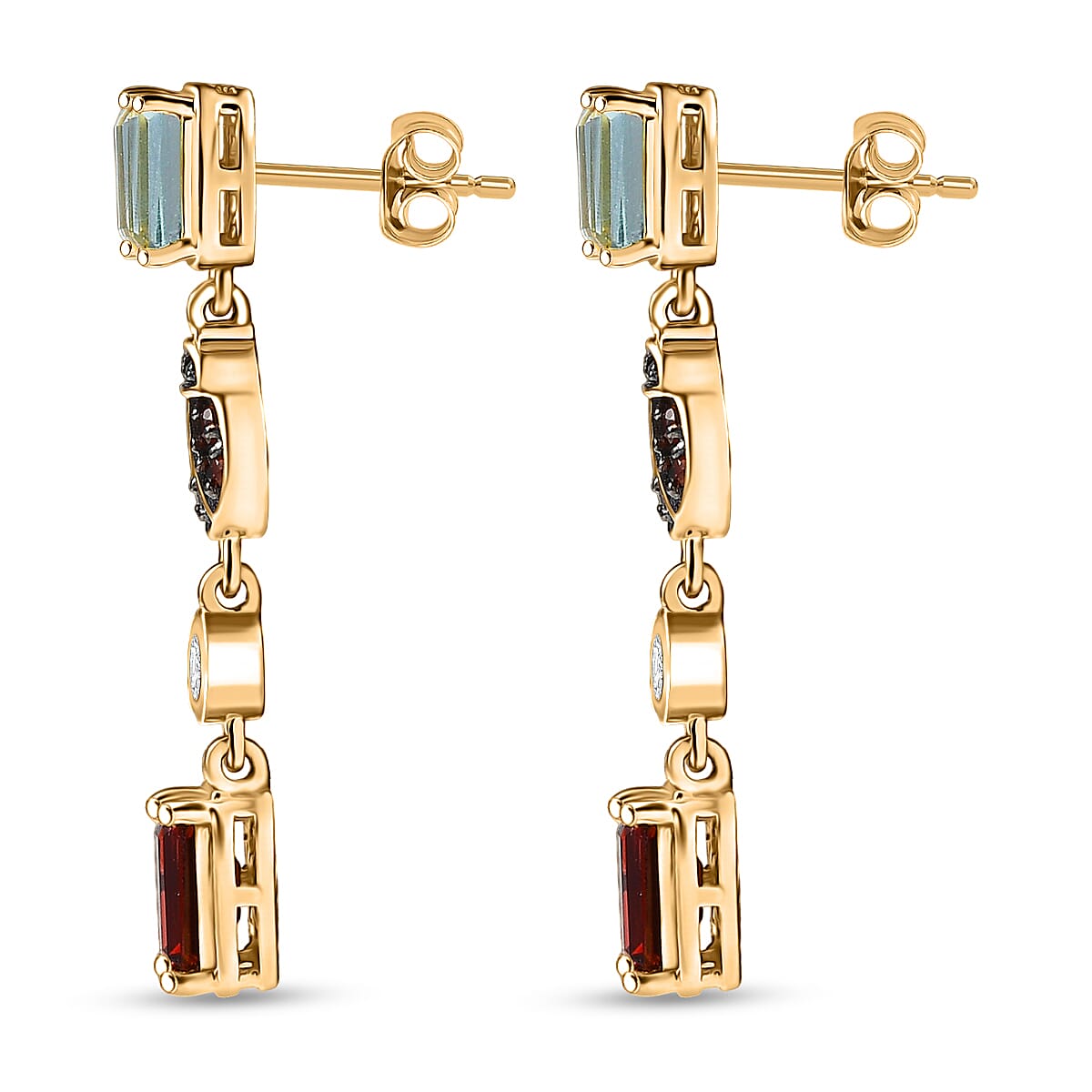 Doorbuster GP Trionfo Collection Premium Mozambique Garnet and Multi Gemstone 4.50 ctw Dangling Earrings in 18K Vermeil Yellow Gold Over Sterling Silver image number 4