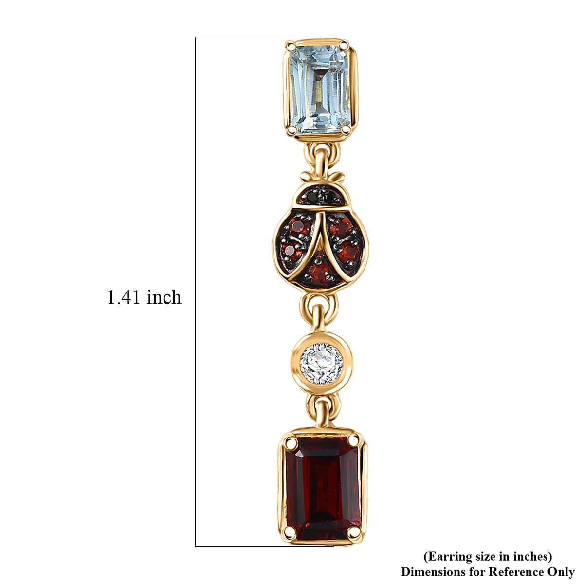 Doorbuster GP Trionfo Collection Premium Mozambique Garnet and Multi Gemstone 4.50 ctw Dangling Earrings in 18K Vermeil Yellow Gold Over Sterling Silver image number 7
