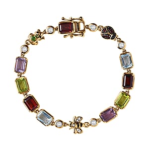 Doorbuster GP Trionfo Collection Premium Multi Gemstone 13.00 ctw Bracelet in 18K Vermeil Yellow Gold Over Sterling Silver (6.50 In)