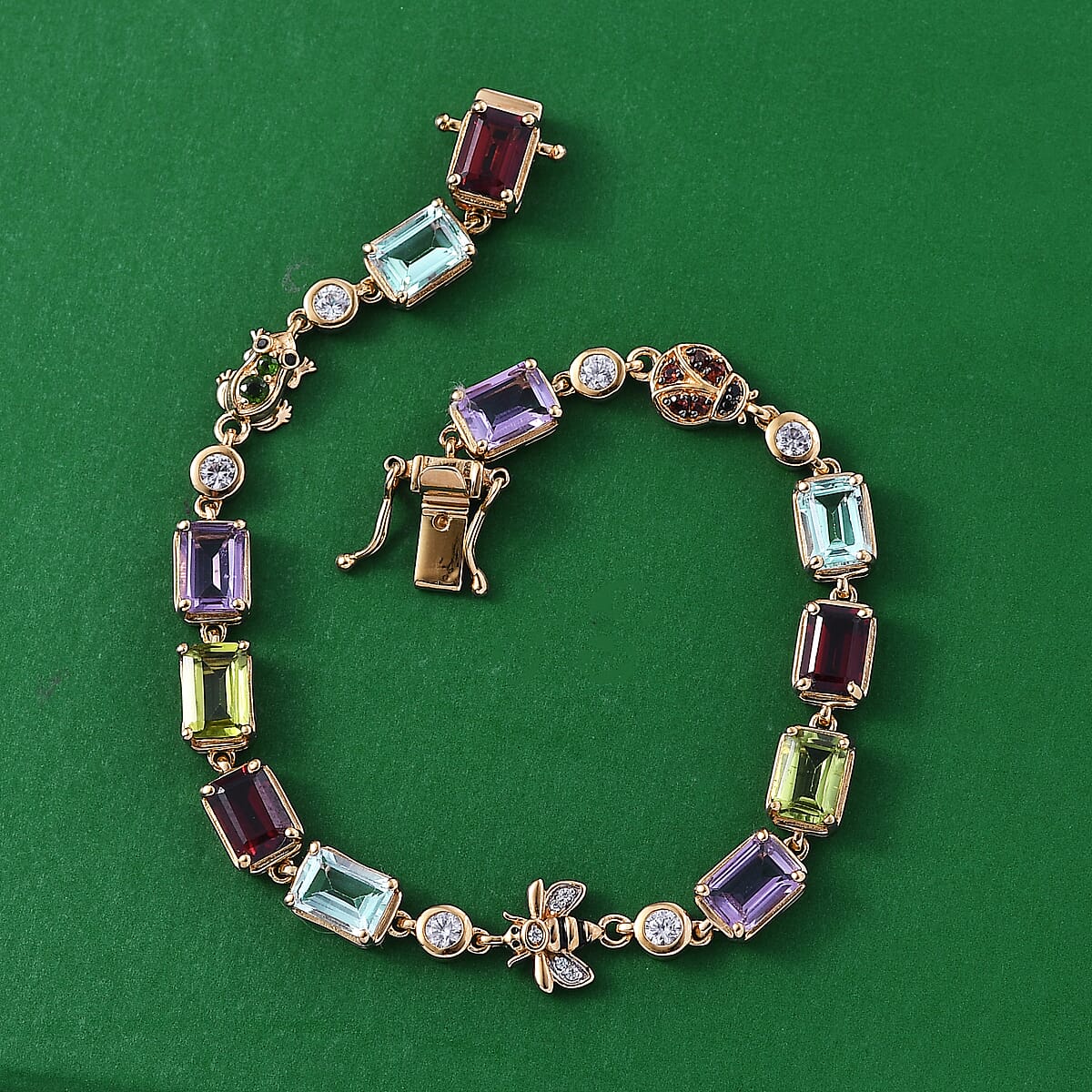 Doorbuster GP Trionfo Collection Premium Multi Gemstone 13.00 ctw Bracelet in 18K Vermeil Yellow Gold Over Sterling Silver (6.50 In) image number 1