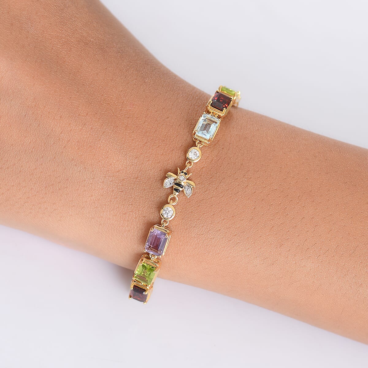 Doorbuster GP Trionfo Collection Premium Multi Gemstone 13.00 ctw Bracelet in 18K Vermeil Yellow Gold Over Sterling Silver (6.50 In) image number 2