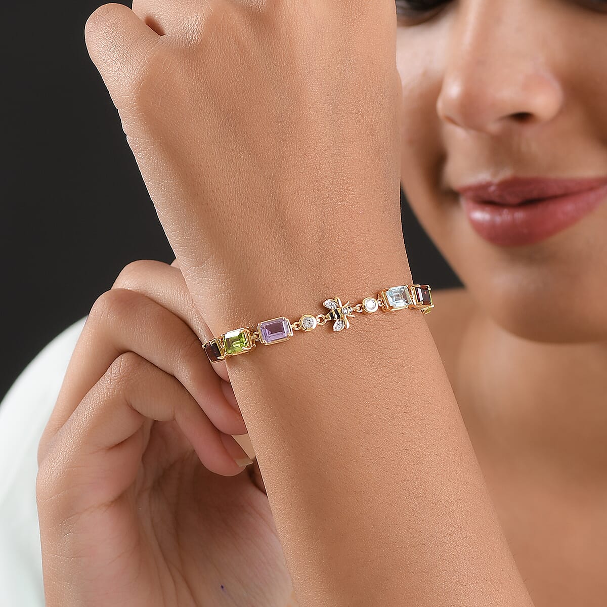 Doorbuster GP Trionfo Collection Premium Multi Gemstone 13.00 ctw Bracelet in 18K Vermeil Yellow Gold Over Sterling Silver (6.50 In) image number 3