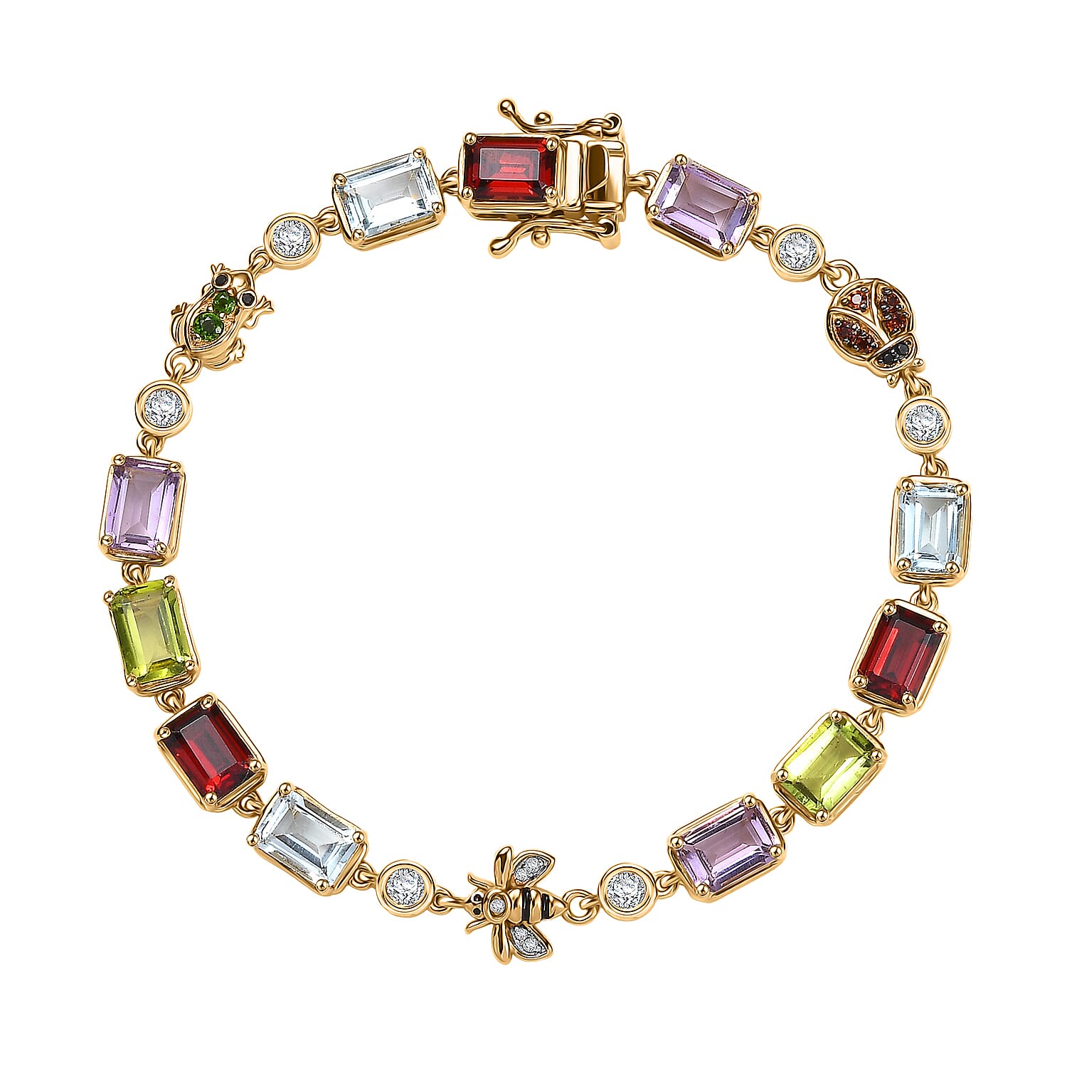  GP Trionfo Collection Premium Multi Gemstone 13.00 ctw Bracelet in 18K Vermeil Yellow Gold Over Sterling Sil (7.25 In)