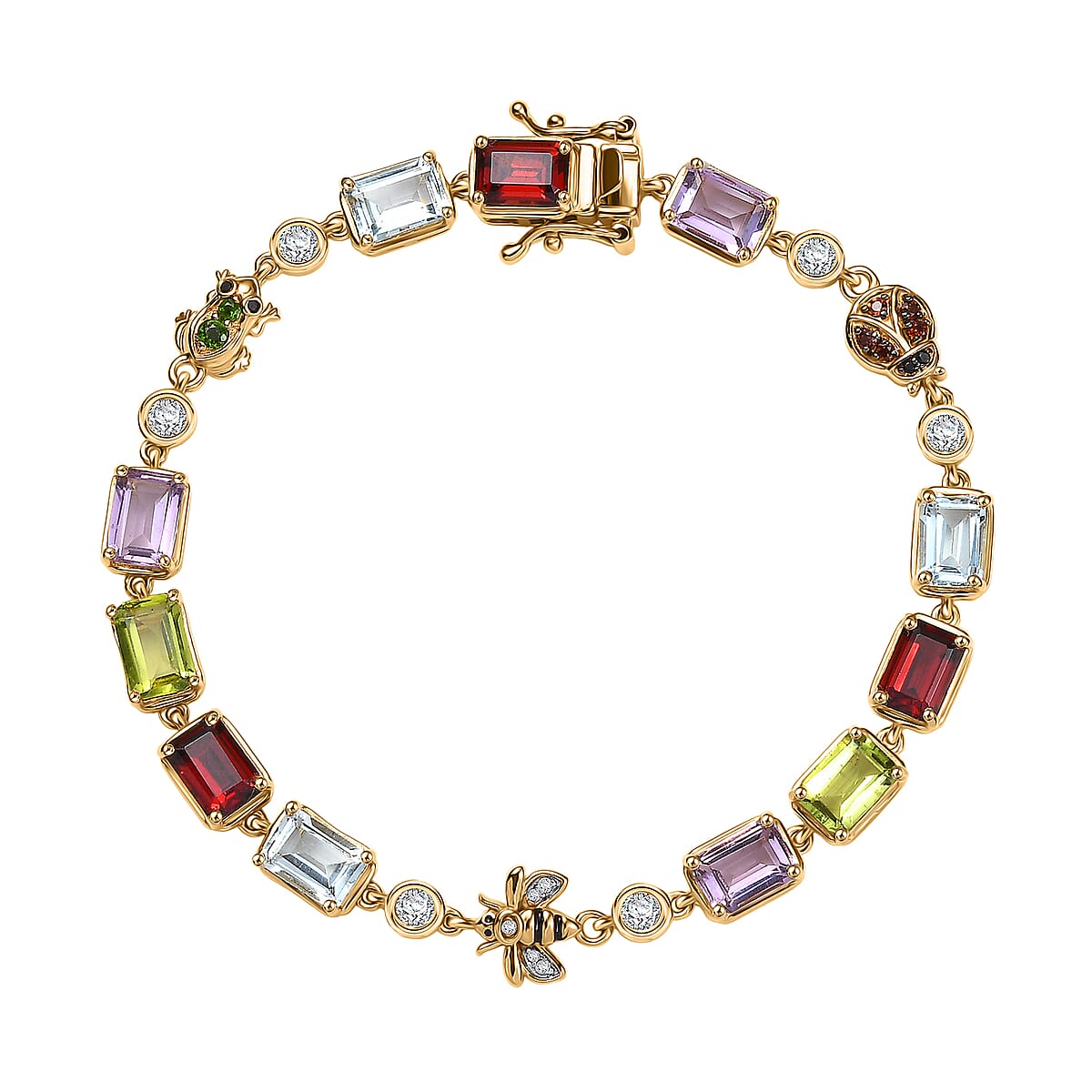 Doorbuster GP Trionfo Collection Premium Multi Gemstone 13.00 ctw Bracelet in 18K Vermeil Yellow Gold Over Sterling Sil (7.25 In) image number 0