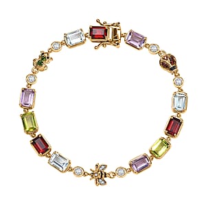 Doorbuster GP Trionfo Collection Premium Multi Gemstone 13.00 ctw Bracelet in 18K Vermeil Yellow Gold Over Sterling Sil (7.25 In)