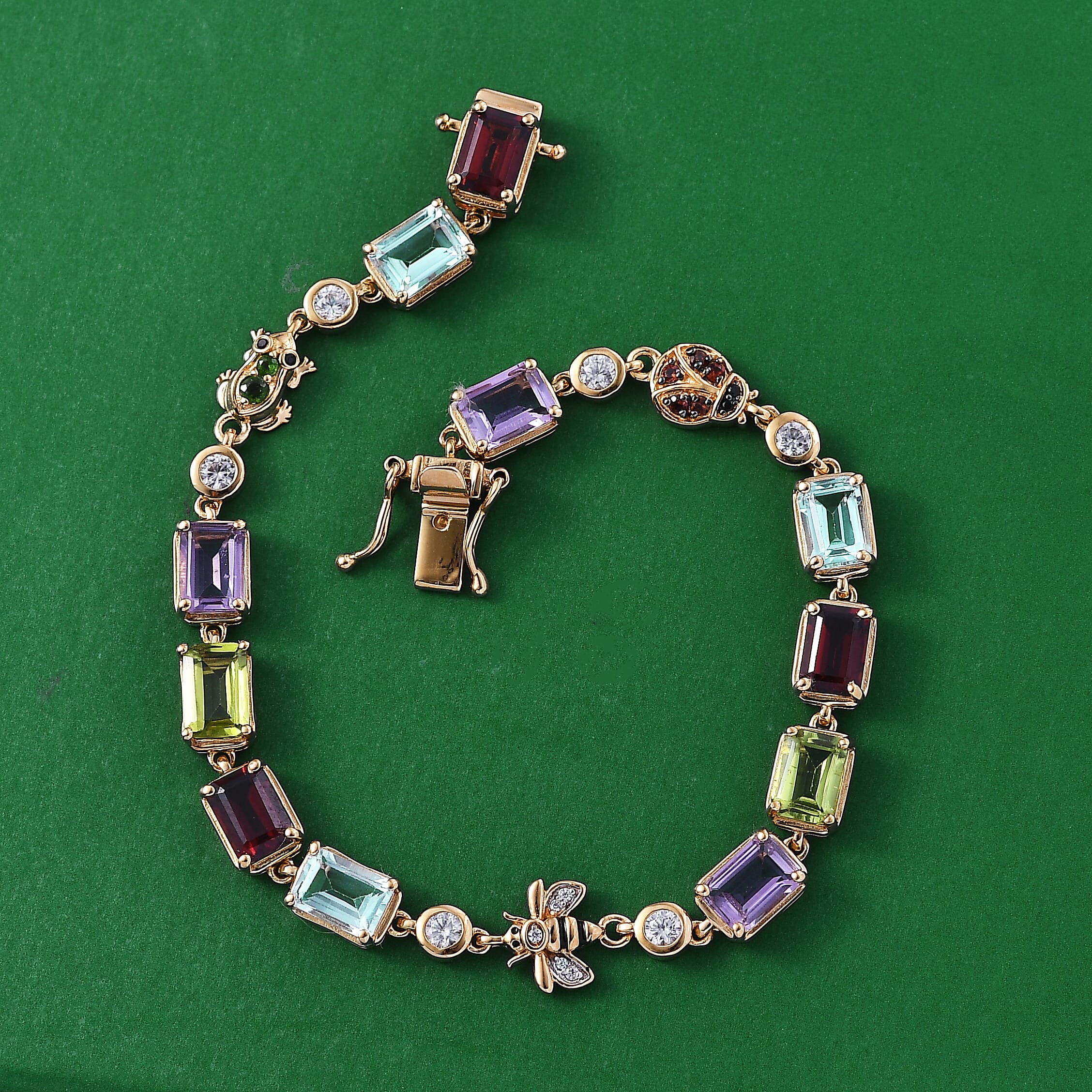  GP Trionfo Collection Premium Multi Gemstone 13.00 ctw Bracelet in 18K Vermeil Yellow Gold Over Sterling Sil (7.25 In)