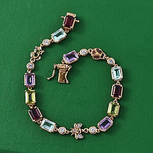 Doorbuster GP Trionfo Collection Premium Multi Gemstone 13.00 ctw Bracelet in 18K Vermeil Yellow Gold Over Sterling Sil (7.25 In)