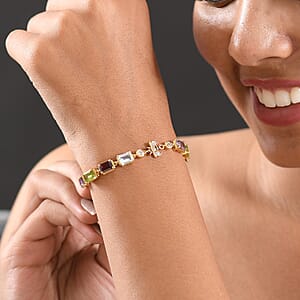 Doorbuster GP Trionfo Collection Premium Multi Gemstone 13.00 ctw Bracelet in 18K Vermeil Yellow Gold Over Sterling Sil (7.25 In)