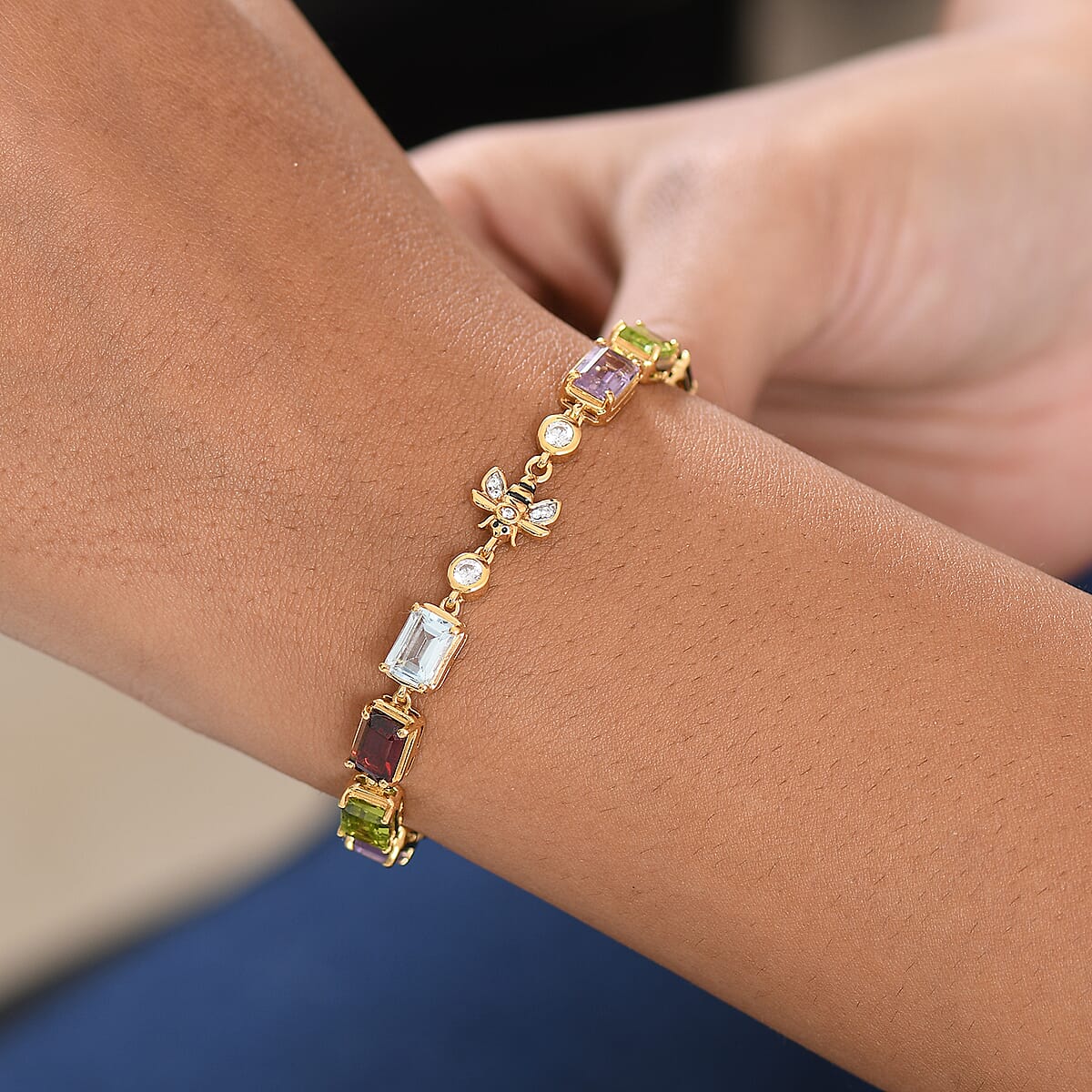 Doorbuster GP Trionfo Collection Premium Multi Gemstone 13.00 ctw Bracelet in 18K Vermeil Yellow Gold Over Sterling Sil (7.25 In) image number 3