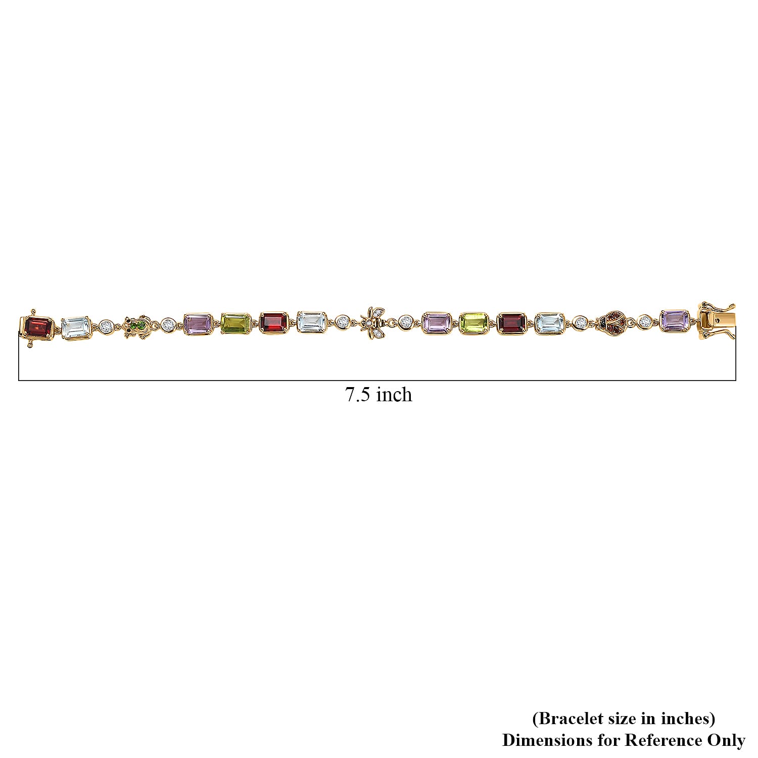  GP Trionfo Collection Premium Multi Gemstone 13.00 ctw Bracelet in 18K Vermeil Yellow Gold Over Sterling Sil (7.25 In)