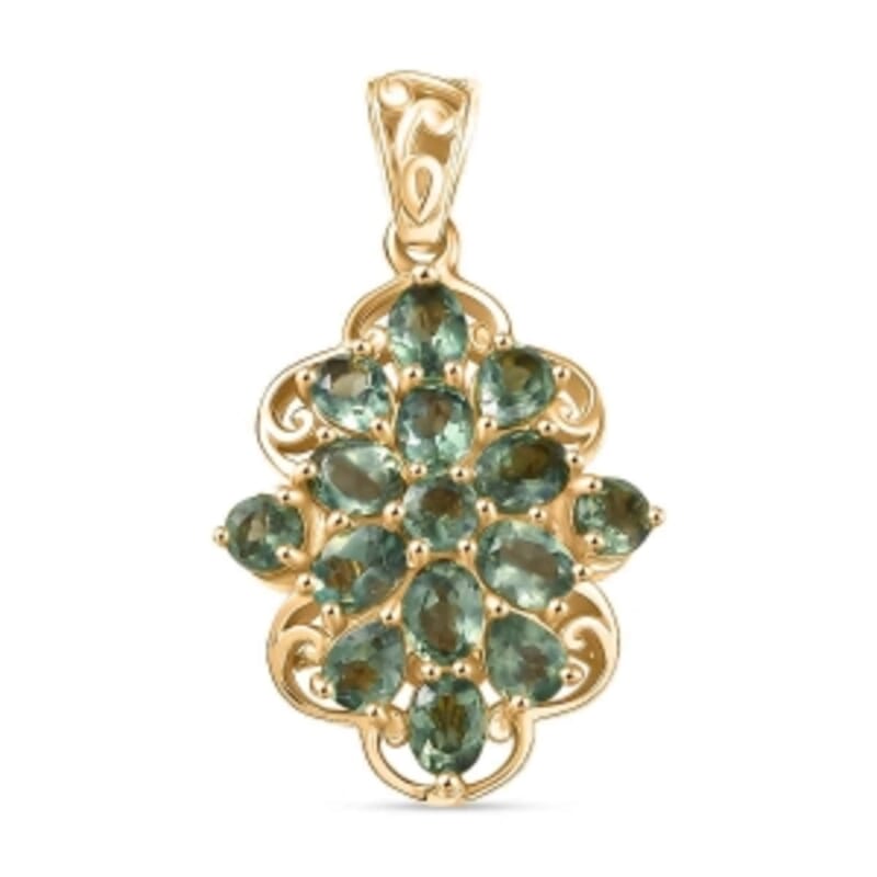 D'Joy Green Apatite 2.45 ctw Pendant in 18K Vermeil Yellow Gold Over Sterling Silver
