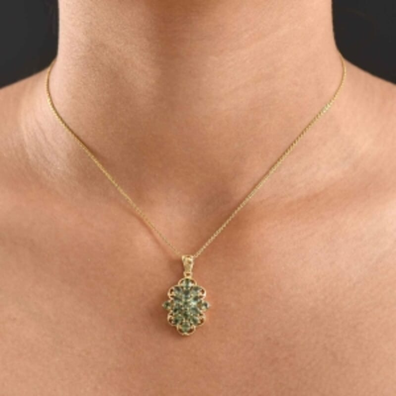 D'Joy Green Apatite 2.45 ctw Pendant in 18K Vermeil Yellow Gold Over Sterling Silver