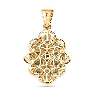 D'Joy Green Apatite 2.45 ctw Pendant in 18K Vermeil Yellow Gold Over Sterling Silver
