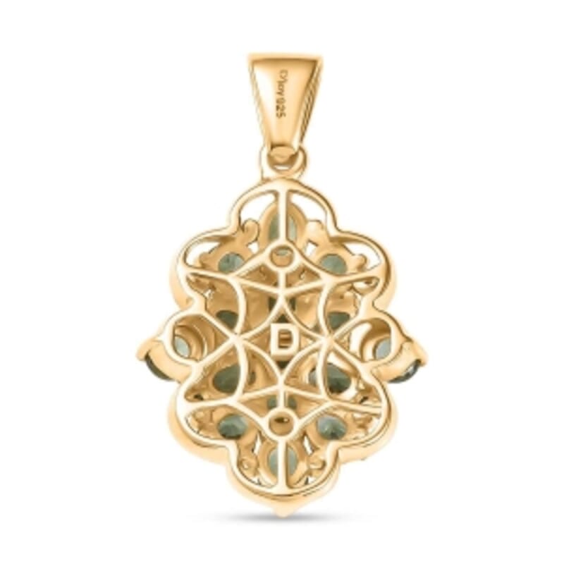 D'Joy Green Apatite 2.45 ctw Pendant in 18K Vermeil Yellow Gold Over Sterling Silver