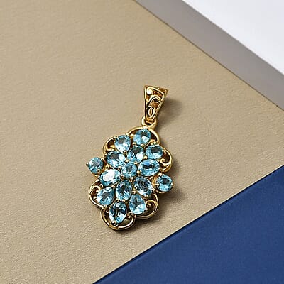 D'Joy Betroka Blue Apatite 2.45 ctw Pendant in 18K Yellow Gold Plated Sterling Silver