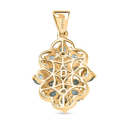 D'Joy Betroka Blue Apatite 2.45 ctw Pendant in 18K Yellow Gold Plated Sterling Silver