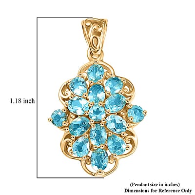 D'Joy Betroka Blue Apatite 2.45 ctw Pendant in 18K Yellow Gold Plated Sterling Silver