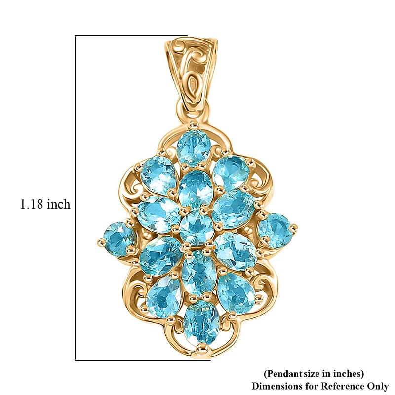 D'Joy Betroka Blue Apatite 2.45 ctw Pendant in 18K Yellow Gold Plated Sterling Silver
