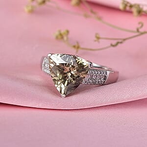 Rhapsody AAAA Turkizite, Diamond Ring in 950 Platinum 5.20 ctw (Size 7.0)