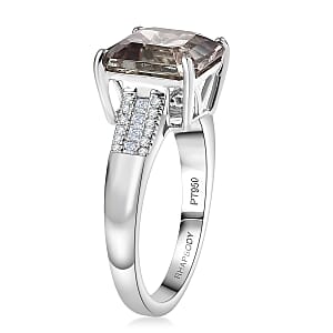  Rhapsody Asscher Cut AAAA Turkizite and Diamond E-F VS 5.20 ctw Vibrancy of life Ring in 950 Platinum (Size 10.0) 6.60 Grams