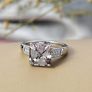  Rhapsody Asscher Cut AAAA Turkizite and Diamond E-F VS 5.20 ctw Vibrancy of life Ring in 950 Platinum (Size 5.0) 6.60 Grams