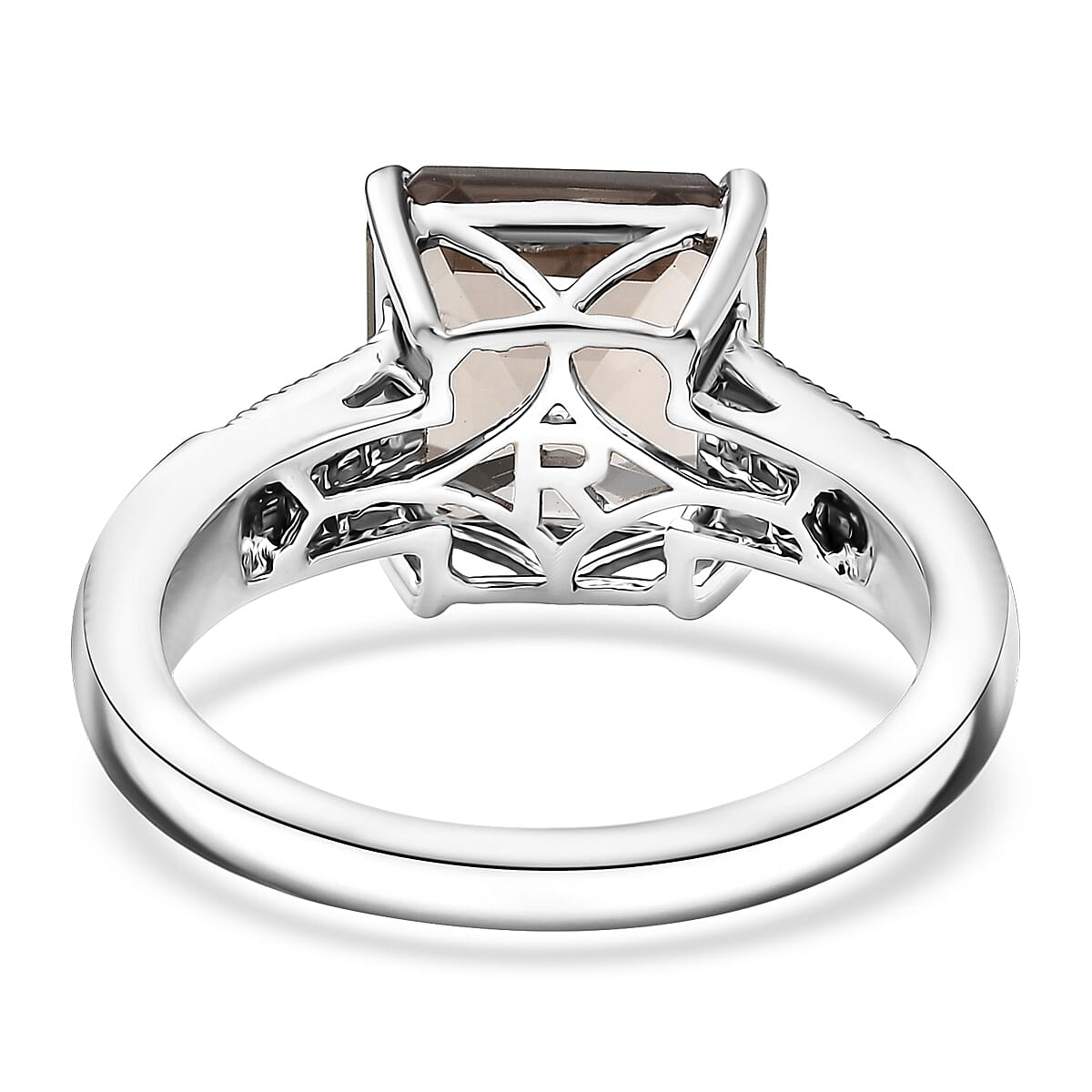 Doorbuster Rhapsody Asscher Cut AAAA Turkizite and Diamond E-F VS 5.20 ctw Vibrancy of life Ring in 950 Platinum (Size 6.0) 6.60 Grams image number 4