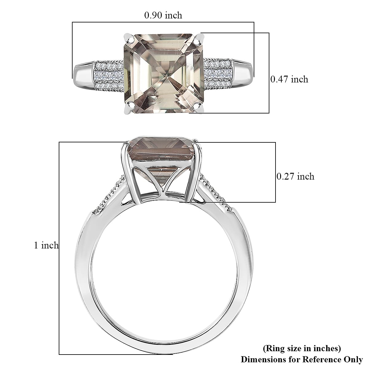 Doorbuster Rhapsody Asscher Cut AAAA Turkizite and Diamond E-F VS 5.20 ctw Vibrancy of life Ring in 950 Platinum (Size 6.0) 6.60 Grams image number 5