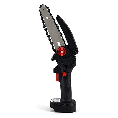 Livmore Black Cordless 6-inch Electric Chainsaw Box (Included: 2 Batteries, Charger, 2 Saw Blade, Glove, Goggle and Screwdriver)
