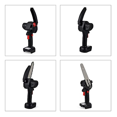 Livmore Black Cordless 6-inch Electric Chainsaw Box (Included: 2 Batteries, Charger, 2 Saw Blade, Glove, Goggle and Screwdriver)