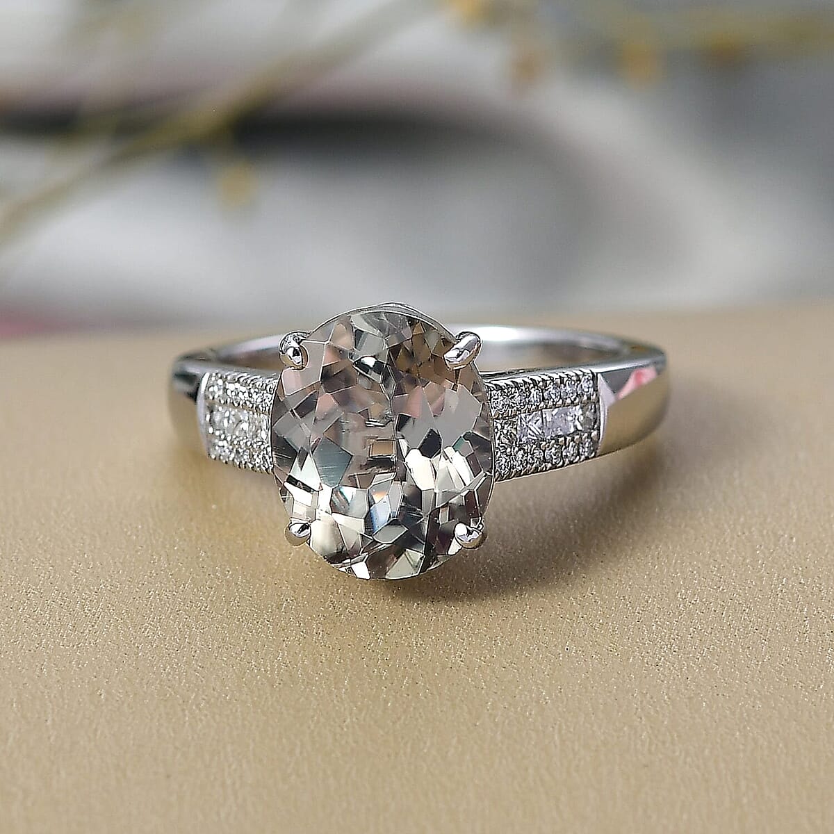 Doorbuster Rhapsody AAAA Turkizite and Diamond E-F VS 5.00 ctw Vibrancy of life Ring in 950 Platinum (Size 6.0) 6.80 Grams image number 1