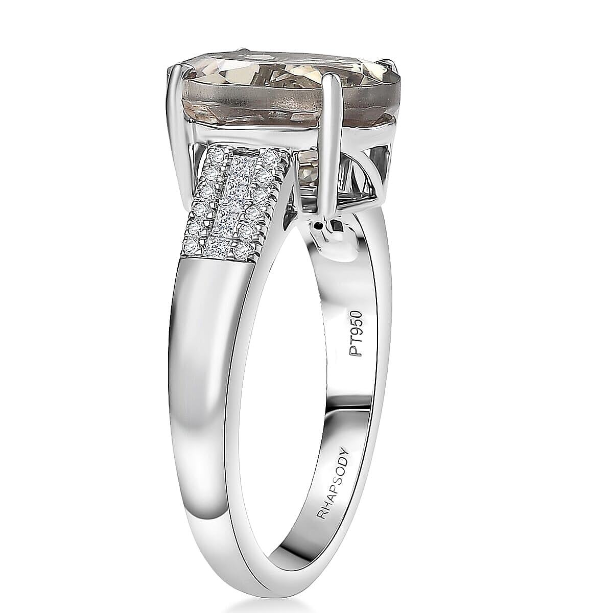 Doorbuster Rhapsody AAAA Turkizite and Diamond E-F VS 5.00 ctw Vibrancy of life Ring in 950 Platinum (Size 6.0) 6.80 Grams image number 3