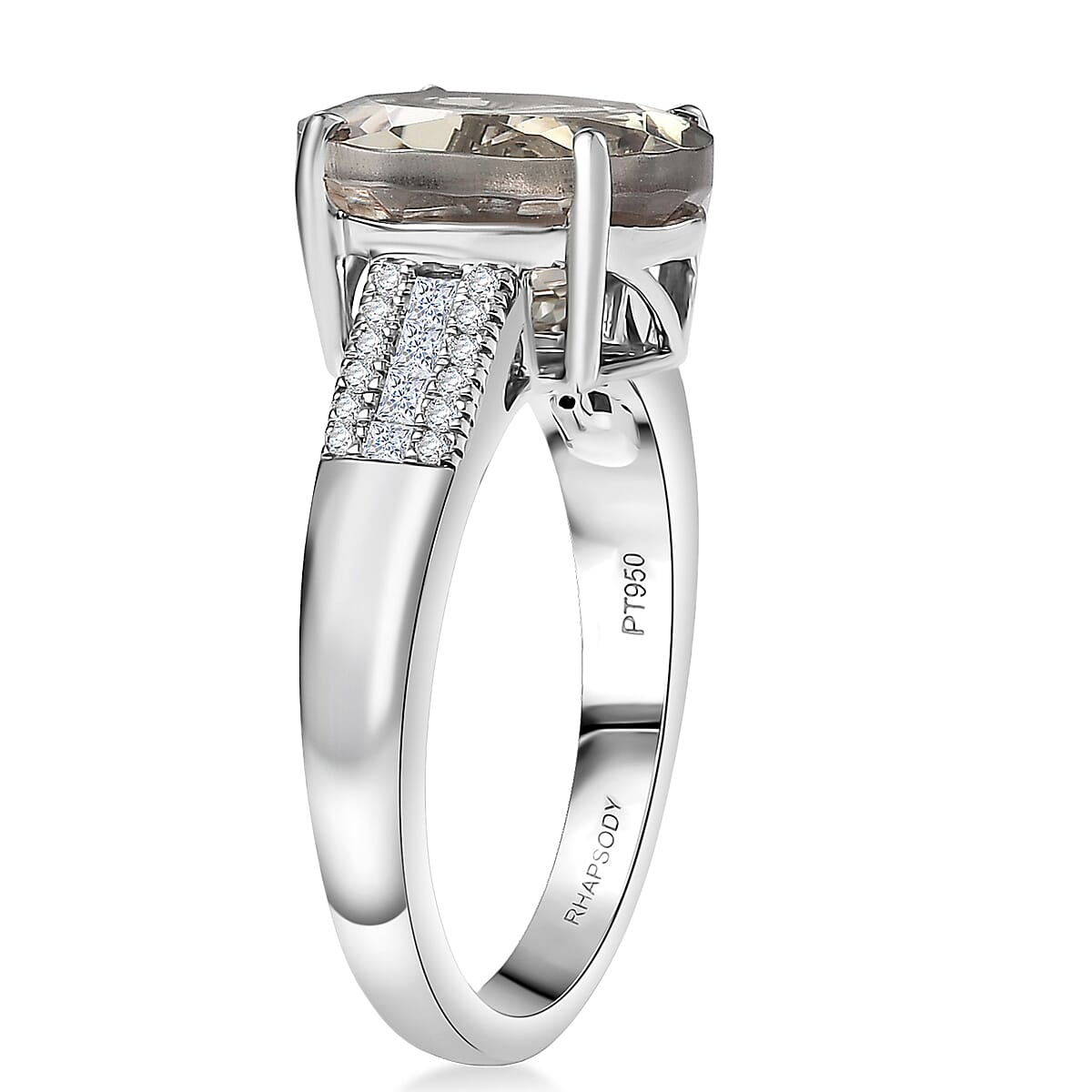 Doorbuster Rhapsody AAAA Turkizite and Diamond E-F VS 5.00 ctw Vibrancy of life Ring in 950 Platinum (Size 8.0) 6.80 Grams image number 3