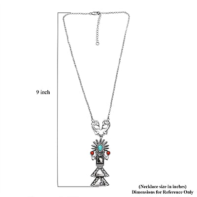 D'Joy Artisan Crafted White Buffalo, Multi Gemstone Necklace in Oxidized Sterling Silver 8.90 ctw (18-20 Inches)