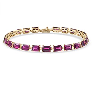 Doorbuster Luxoro AAA Radiant Ember Garnet 18.00 ctw Tennis Bracelet in 10K Yellow Gol (7.25 In) (Del. in 10-12 Days) 