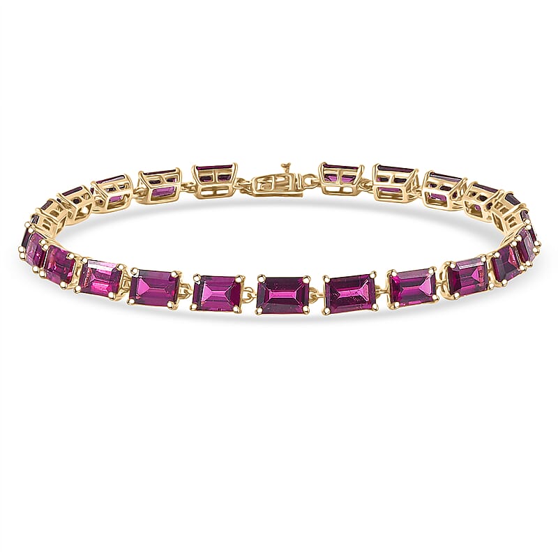 Luxoro AAA Radiant Ember Garnet 18.00 ctw Tennis Bracelet in 10K Yellow Gol (7.25 In)