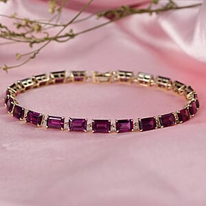 Doorbuster Luxoro AAA Radiant Ember Garnet 18.00 ctw Tennis Bracelet in 10K Yellow Gol (7.25 In)