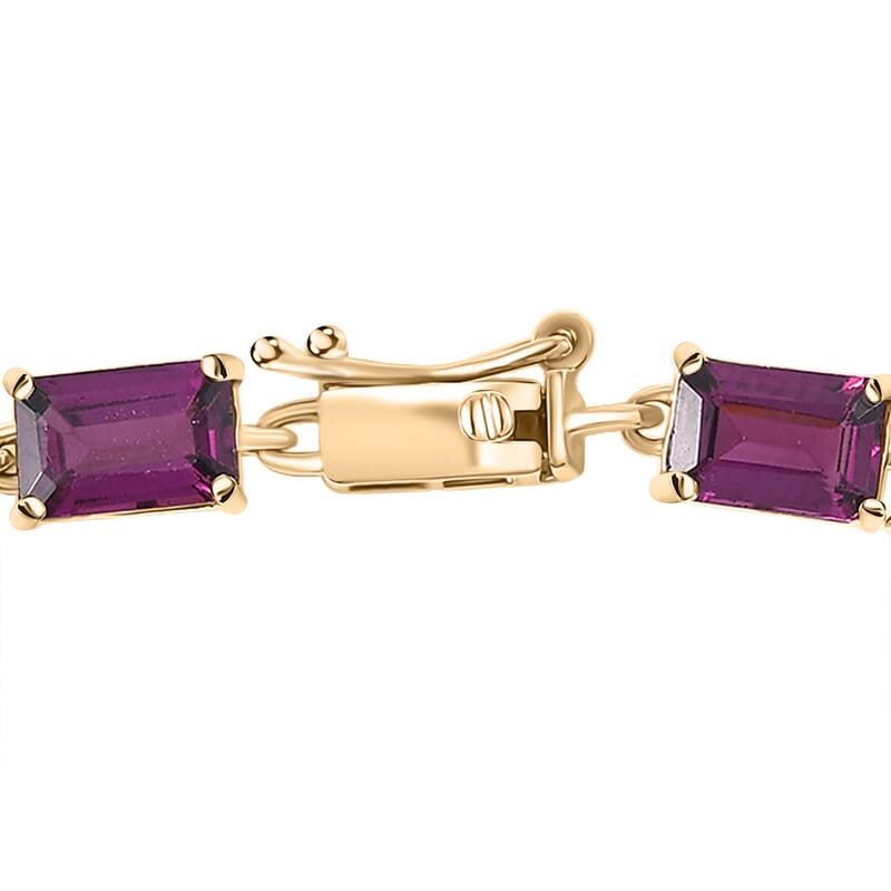 Luxoro AAA Radiant Ember Garnet 18.00 ctw Tennis Bracelet in 10K Yellow Gol (7.25 In)