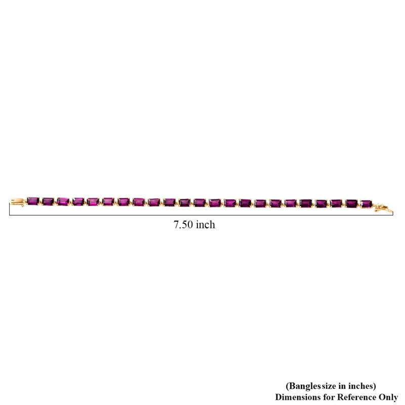 Luxoro AAA Radiant Ember Garnet 18.00 ctw Tennis Bracelet in 10K Yellow Gol (7.25 In)
