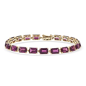  Luxoro AAA Radiant Ember Garnet 14.50 ctw Tennis Bracelet in 10K Yellow Gol (6.50 In)