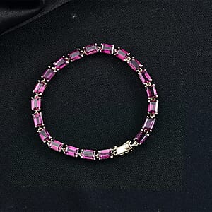  Luxoro AAA Radiant Ember Garnet 14.50 ctw Tennis Bracelet in 10K Yellow Gol (6.50 In)
